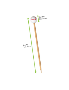 100 Pcs - Pic bambou décor baseball - 12 cm, Écologique 2