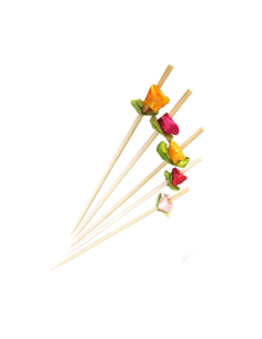 100 Pcs - Pique bambou décor fleur - H: 120 mm, idéal pour vos présentations