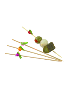 100 Pcs - Pique bambou décor fleur - H: 120 mm, idéal pour vos présentations 2