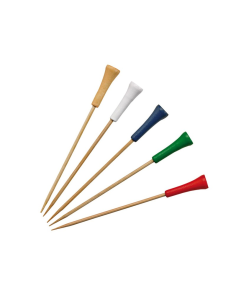 100 Pcs - Pic bambou décor golf - 12 cm, couleurs assorties