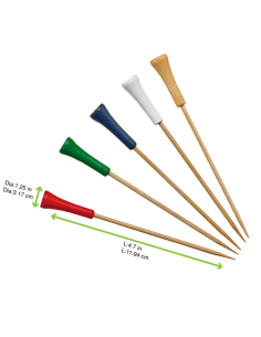 100 Pcs - Pic bambou décor golf - 12 cm, couleurs assorties 2