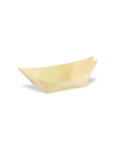 100 Pcs - Barquette en bois en forme de bateau - 10,5 x 7,5 x 1,6 cm