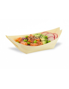 100 Pcs - Barquette en bois en forme de bateau - 10,5 x 7,5 x 1,6 cm 2
