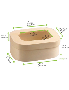 100 Pcs - Boîte en bois rectangulaire avec fenêtre - 240 ml, 11 x 8 cm, Hauteur: 5 cm 2