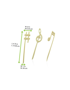 100 Pcs - Pique bambou décor musique - 12 cm, idéal pour vos événements horeca 2