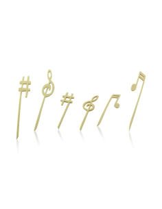 100 Pcs - Piques en bambou décor musique - 9 cm, parfaits pour vos réceptions.