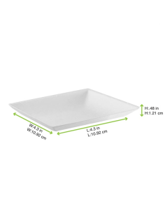 100 Pcs - Assiette carrée blanche "BioNChic" - 11 cm x 11 cm, écologique, 100% biodégradable 2