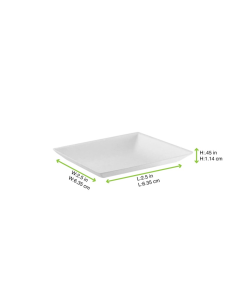 300 Pcs - Assiette carrée blanche "BioNChic" - 6,5 x 6,5 cm, Écologique 2