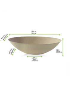 125 Pcs - Bol ovale brun "BioNchic" - 225 x 135 mm, Hauteur: 55 mm 2