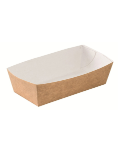 100 Pcs - Barquette en carton kraft - 460 ml, 14 x 6,5 cm, Hauteur: 4,2 cm