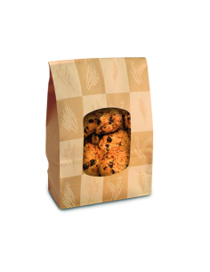 500 Pcs - Sac papier brun "Ecokraft" - 12 x 6 x 24 cm, avec fenêtre et attache métallique