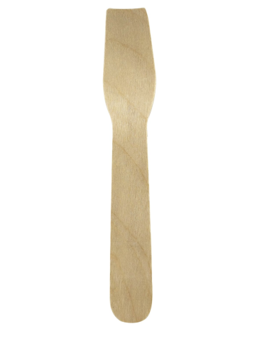100 Pcs - Cuillère à glace en bois - 95 mm, emballage papier kraft