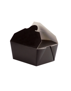 25 Pcs - Boîte repas carton noir - 650 ml, 13 x 10,5 cm, Hauteur: 6,5 cm