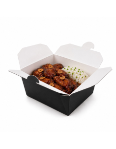 25 Pcs - Boîte repas carton noir - 650 ml, 13 x 10,5 cm, Hauteur: 6,5 cm 2