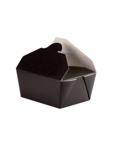 50 Pcs - Boite repas carton noir - 1500 ml, 21,5 cm x 16 cm x 6,5 cm