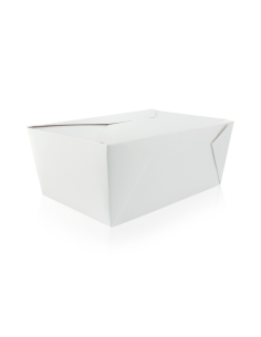 40 Pcs - Boîte repas carton blanc - 300 ml, 21,5 x 16 cm, Hauteur: 9 cm