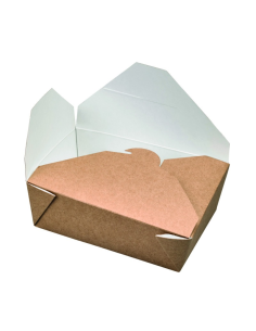50 Pcs - Boîte repas carton kraft - 800 ml, 15,5 x 11,7 x 5 cm