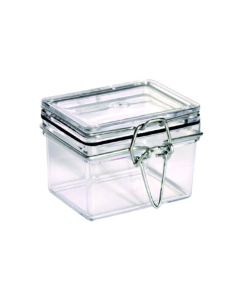12 Pcs - Bocal plastique transparent rectangulaire - 100 ml, 5,1 x 6,9 x 5,3 cm