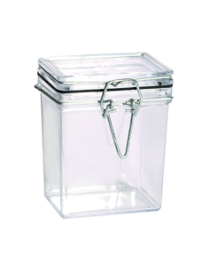 12 Pcs - Bocal plastique transparent rectangulaire - 180 ml, 5,1 x 6,9 x 8,6 cm