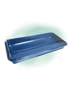 160 Pcs - Boite repas plastique bleue avec couvercle - 270 x 135 mm, Hauteur: 54 mm 2