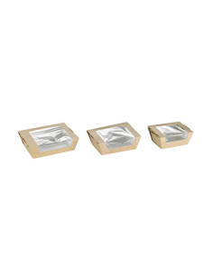 250 Pcs - Boîte salade carton kraft brun - 250 ml, 10 x 8 cm, Hauteur: 4 cm 2