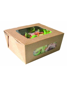 30 Pcs - Boîte salade carton kraft brun - 1250 ml, 15,9 x 13,6 cm, Hauteur: 6,5 cm 2