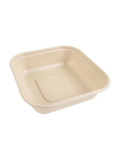 50 Pcs - Barquette pulpe brune scellable - 800 ml, 16,3 x 16,3 cm, Hauteur: 4 cm