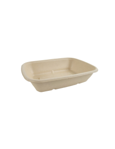 50 Pcs - Plateau pulpe rectangulaire brun - 1000 ml, 21,5 x 15,8 cm, Hauteur: 5 cm