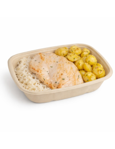 50 Pcs - Plateau rectangulaire scellable en pulpe - 1000 ml, 21,4 x 15,7 x 4,6 cm 2