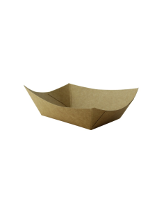 250 Pcs - Barquette kraft ingraissable avec PE 220 ml 14 x 10 x 3 cm
