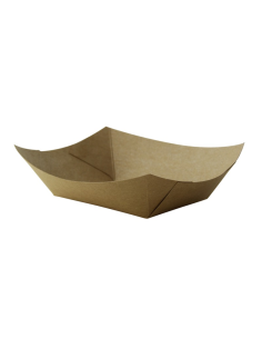 250 Pcs - Barquette kraft ingraissable avec PE 300 ml 16 x 12 x 3,2 cm