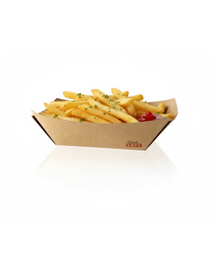 250 Pcs - Barquette kraft ingraissable avec PE 300 ml 16 x 12 x 3,2 cm 2