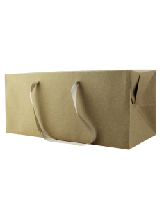 25 Pcs - Sac boîte carton kraft - 30 x 20 cm, Hauteur: 17 cm, Poignées tissu