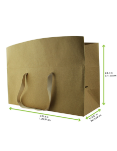 25 Pcs - Sac boîte carton kraft - 30 x 20 cm, Hauteur: 17 cm, Poignées tissu 2
