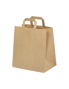 250 Pcs - Sac cabas papier kraft brun - 26 x 14 cm, Hauteur: 32 cm