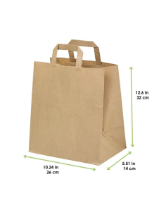 250 Pcs - Sac cabas papier kraft brun - 26 x 14 cm, Hauteur: 32 cm 2