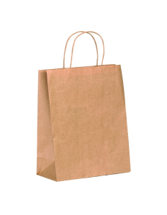 200 Pcs - Sac cabas papier kraft brun - 28 cm x 16 cm x 30 cm, avec poignées ficelles