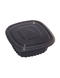 500 Pcs - Cassolette noire micro-ondable - 400 ml, 137x137 mm, Hauteur: 45 mm