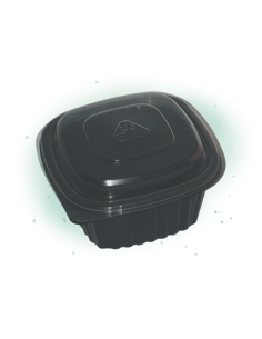 900 Pcs - Cassolette plastique carrée noire - 500 ml, 13,7 x 13,7 cm, Hauteur: 6 cm 2