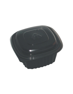 900 Pcs - Cassolette plastique carrée noire - 500 ml, 13,7 x 13,7 cm, Hauteur: 6 cm
