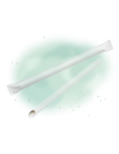 100 Pcs - Paille biseautée blanche pour Bubble Tea - 200 mm, emballage individuel 2