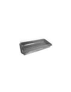 100 Pcs - Boite repas plastique gris - 270 x 340 mm, Hauteur: 65 mm, Couvercle transparent