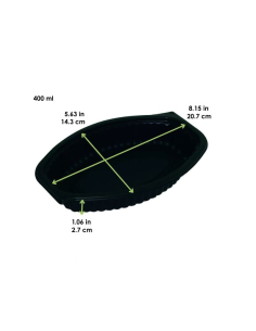 100 Pcs - Cassolette plastique PP noire - 400 ml, 20,7 x 14,3 cm, Hauteur: 2,7 cm 2