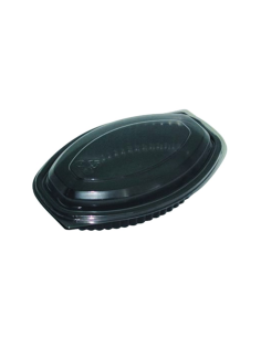 125 Pcs - Cassolette plastique PP ovale noire - 500 ml, 20,7 x 14,3 cm, Hauteur: 3,7 cm