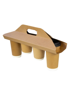 50 Pcs - Porte gobelets kraft - 4 compartiments 380x420mm 2