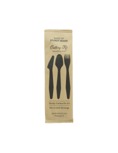 50 Pcs - Kit couverts bois Hercule - Couteau, fourchette, cuillère, H: 185 mm