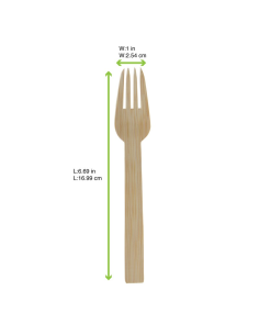 50 Pcs - Fourchette bambou "Anji" - Longueur: 17 cm, Écologique et Pratique 2