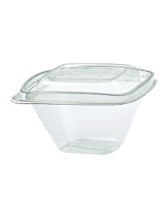50 Pcs - Pot Deli carré PET transparent - 375 ml, 12,8 x 12,8 cm, Hauteur: 7 cm