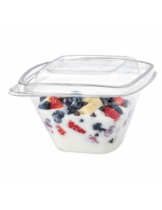 50 Pcs - Pot Deli carré PET transparent - 375 ml, 12,8 x 12,8 cm, Hauteur: 7 cm 2