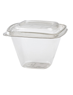 50 Pcs - Pot Deli carré PET transparent - 500 ml, 12,8 x 12,8 cm, Hauteur: 8,5 cm